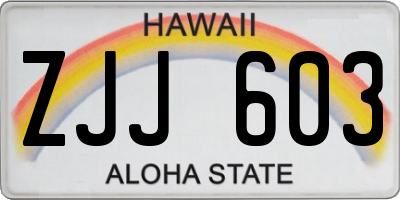 HI license plate ZJJ603