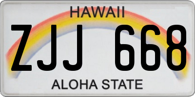 HI license plate ZJJ668