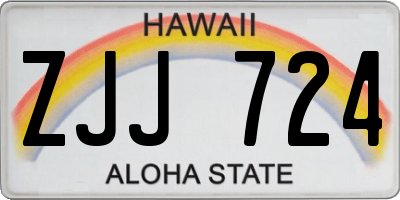 HI license plate ZJJ724
