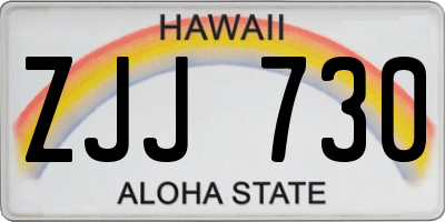 HI license plate ZJJ730