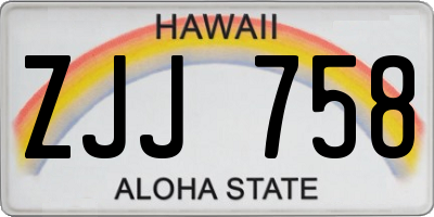 HI license plate ZJJ758