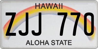 HI license plate ZJJ770