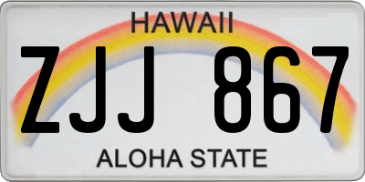 HI license plate ZJJ867