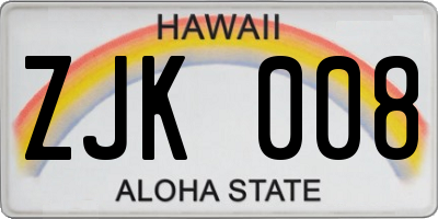 HI license plate ZJK008