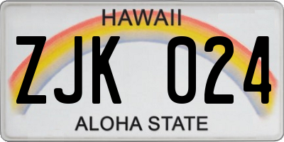 HI license plate ZJK024