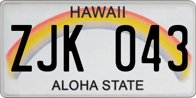 HI license plate ZJK043