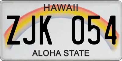 HI license plate ZJK054
