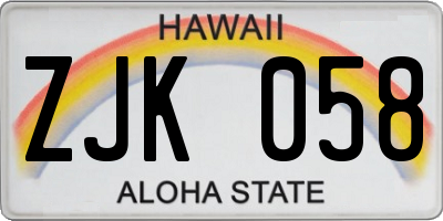 HI license plate ZJK058
