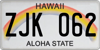 HI license plate ZJK062