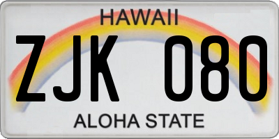 HI license plate ZJK080