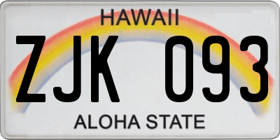 HI license plate ZJK093