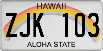 HI license plate ZJK103
