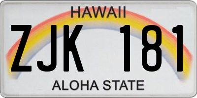 HI license plate ZJK181