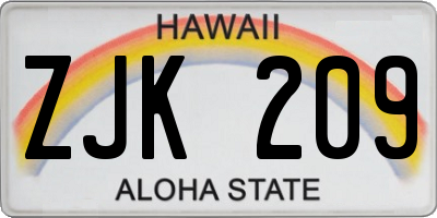 HI license plate ZJK209