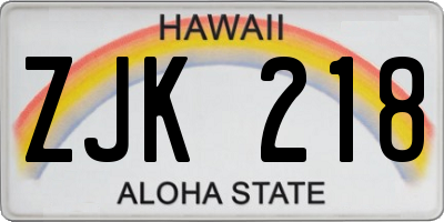 HI license plate ZJK218