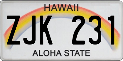 HI license plate ZJK231