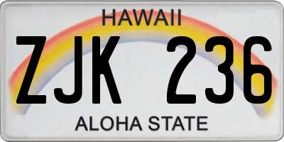 HI license plate ZJK236