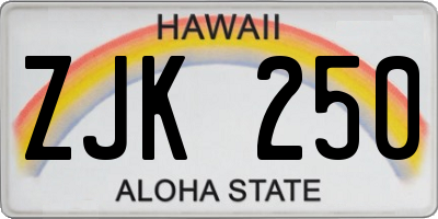 HI license plate ZJK250