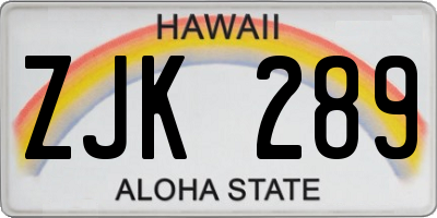 HI license plate ZJK289