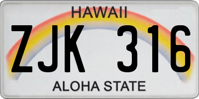 HI license plate ZJK316