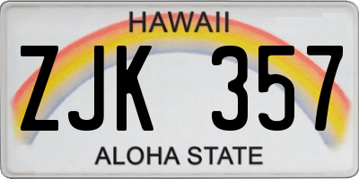 HI license plate ZJK357