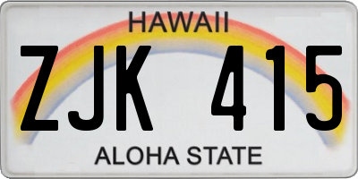 HI license plate ZJK415