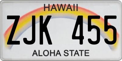 HI license plate ZJK455