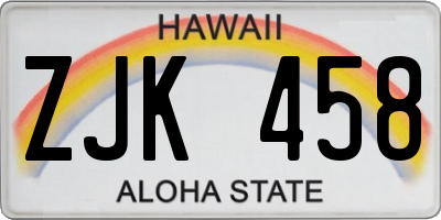 HI license plate ZJK458