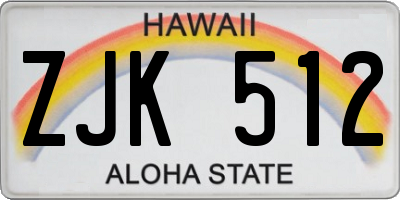 HI license plate ZJK512