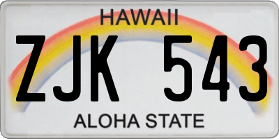 HI license plate ZJK543