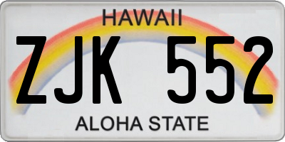HI license plate ZJK552