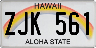 HI license plate ZJK561