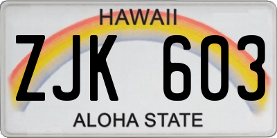 HI license plate ZJK603