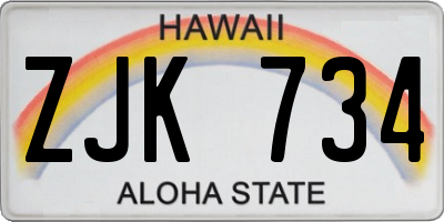 HI license plate ZJK734
