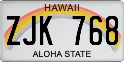 HI license plate ZJK768