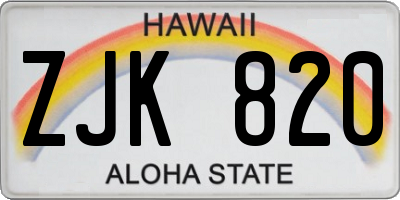 HI license plate ZJK820