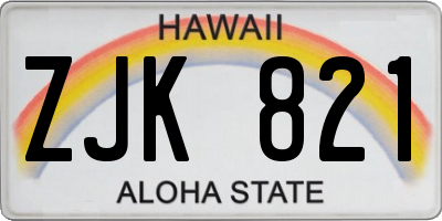 HI license plate ZJK821
