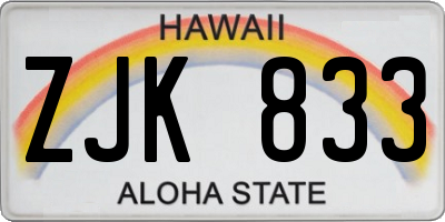 HI license plate ZJK833