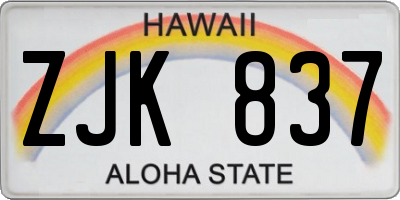 HI license plate ZJK837