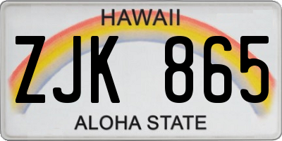 HI license plate ZJK865