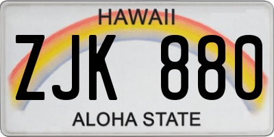 HI license plate ZJK880