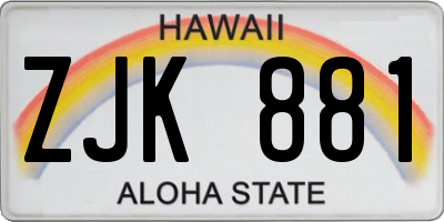 HI license plate ZJK881