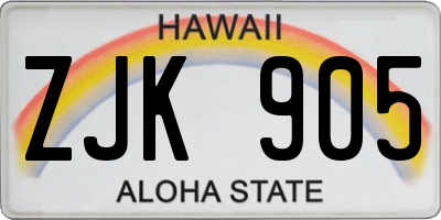 HI license plate ZJK905