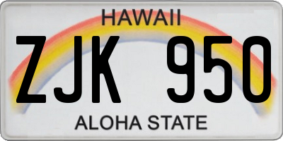 HI license plate ZJK950