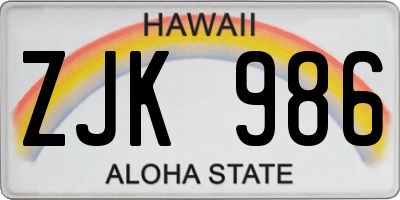 HI license plate ZJK986