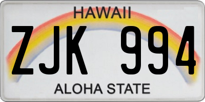 HI license plate ZJK994