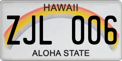 HI license plate ZJL006