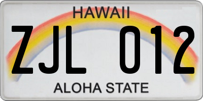 HI license plate ZJL012