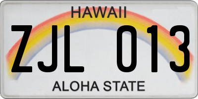 HI license plate ZJL013