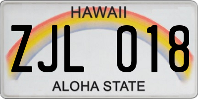 HI license plate ZJL018